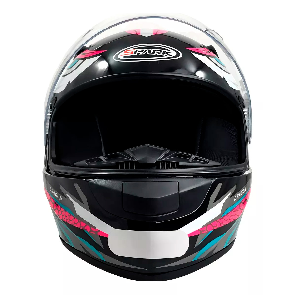 Capacete Moto Fechado Spark Dragon Viseira Cristal Preto c/ Rosa