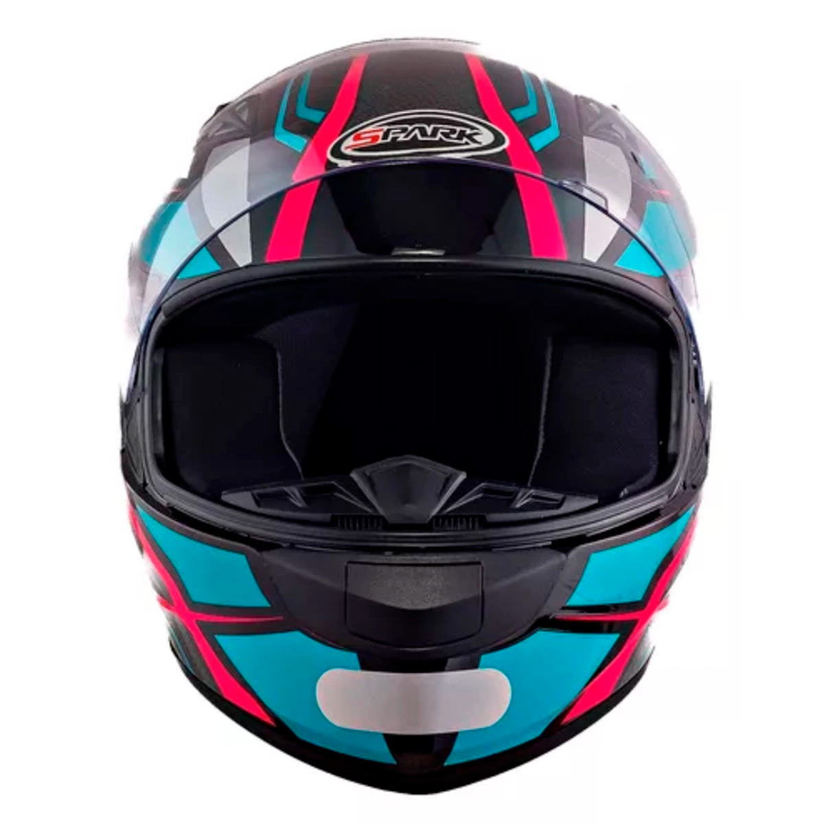 Capacete Moto Fechado Spark Spider Viseira Cristal Preto c/ Azul