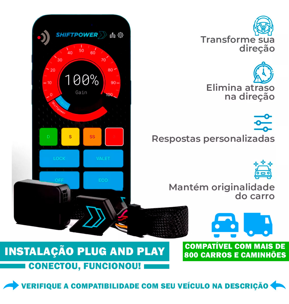 Shiftpower Lançamento 2025 Chip Potência Pedal Delay 6.9+ App