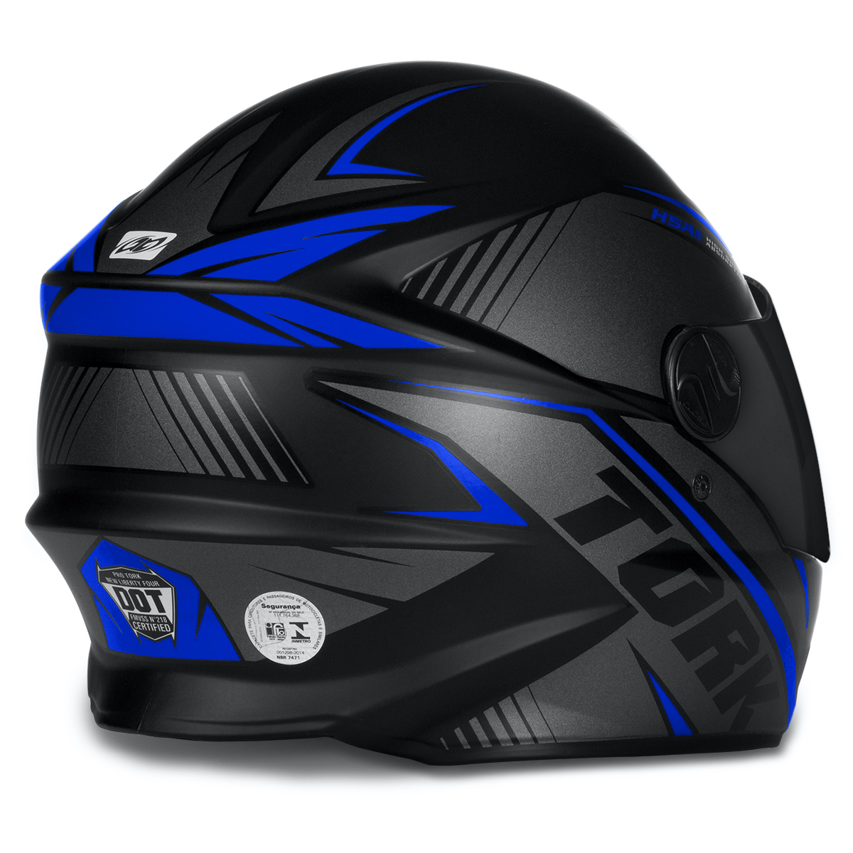 Capacete Fechado Moto R8 Pro Fosco Com Viseira Fumê Preto/Azul