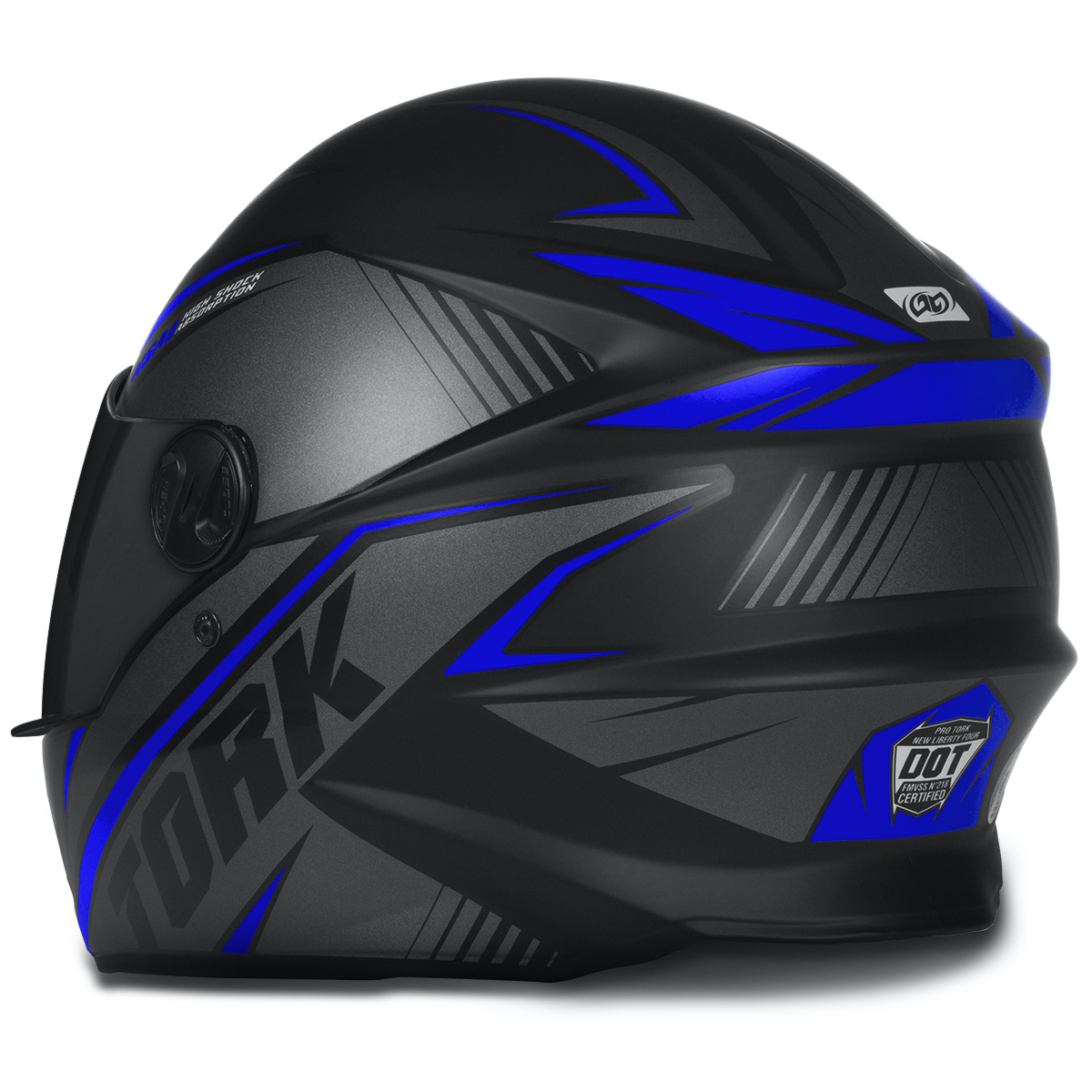 Capacete Fechado Moto R8 Pro Fosco Com Viseira Fumê Preto/Azul Tamanho ...