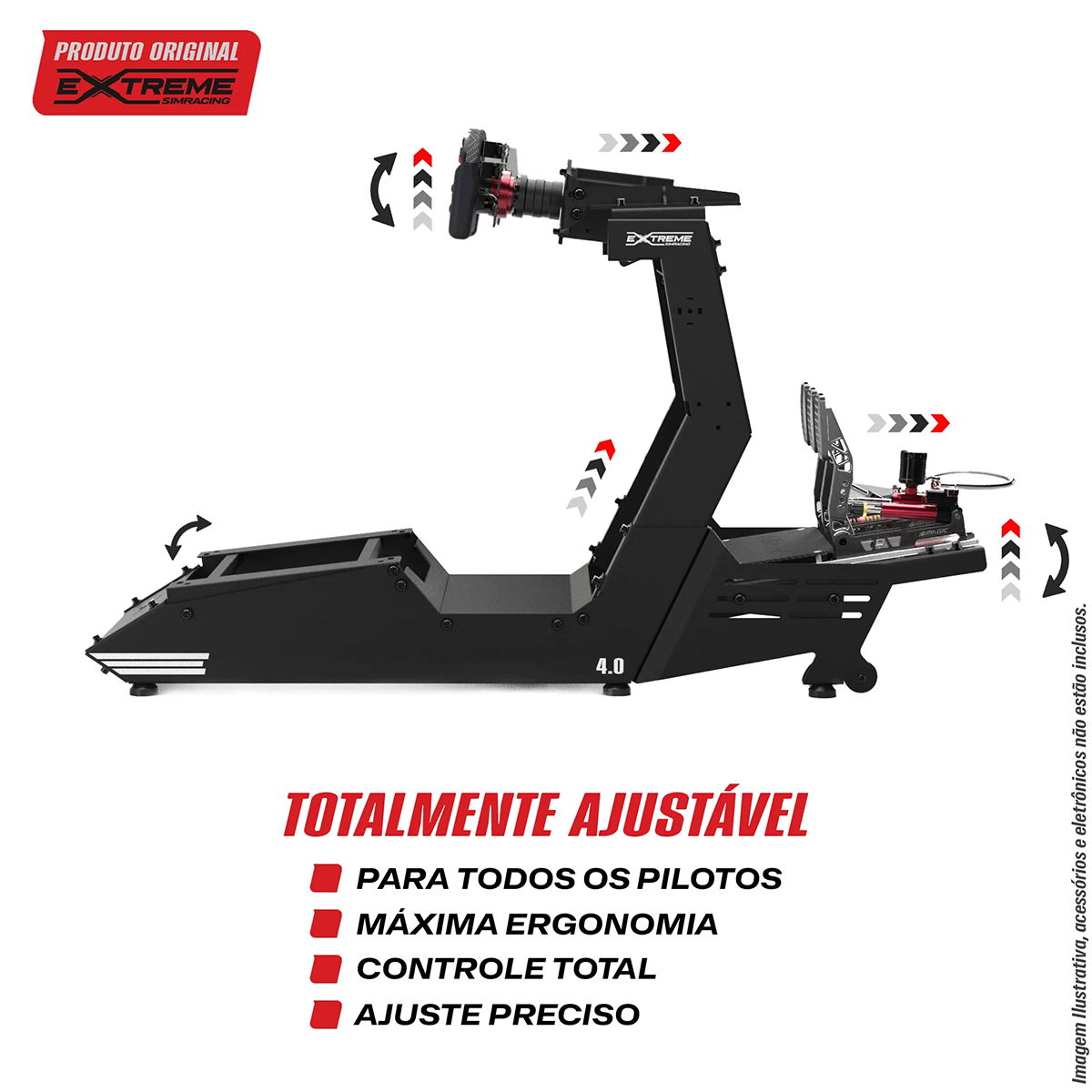 Simulador de Corrida Cockpit Gamer Extreme 4.0 Banco Retrátil