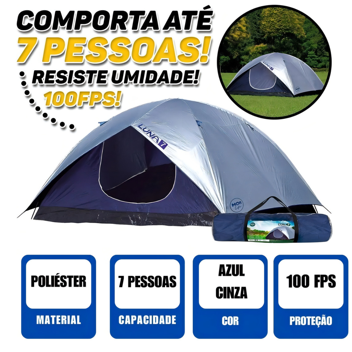 Barraca Camping Alta Grande Capacidade para 7 Pessoas Luna Iglu ...