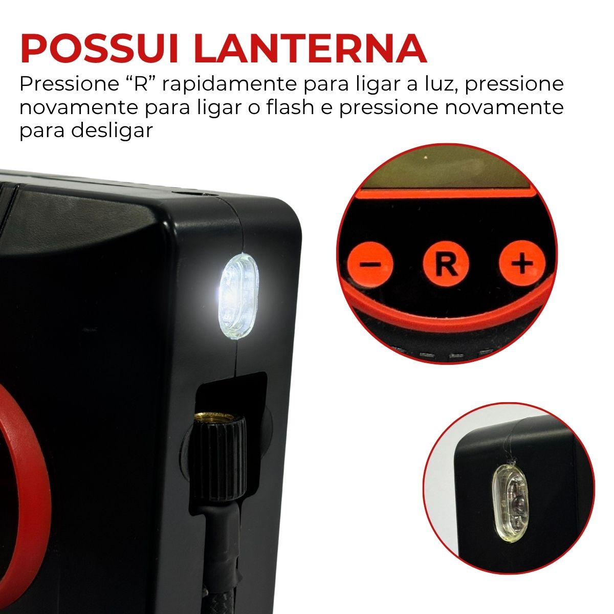 Mini 9v Compressor Mini Compressor de Ar Automotivo 150PSI Sem Fio c/Selante Lanterna LED ...