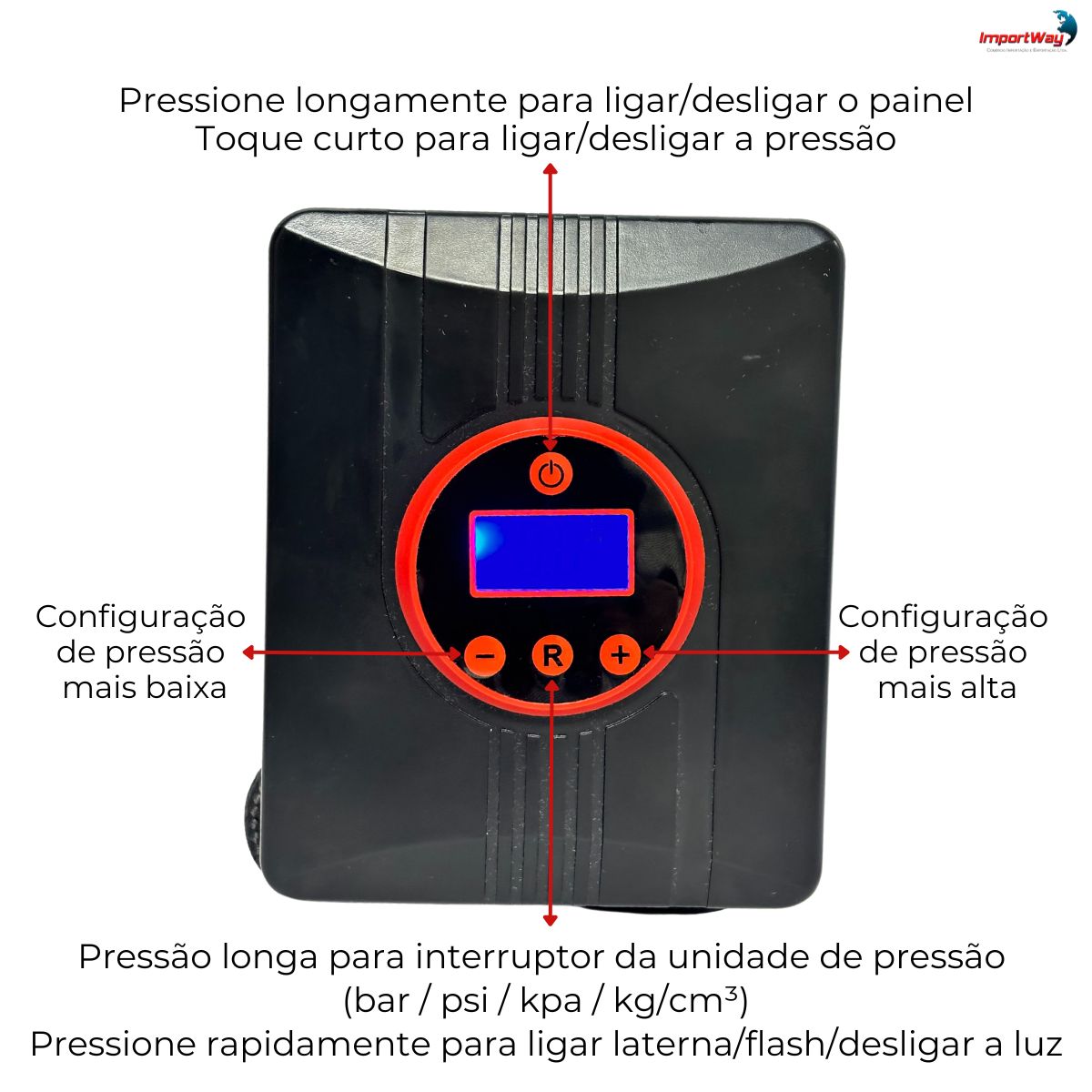 Mini 9v Compressor Mini Compressor de Ar Automotivo 150PSI Sem Fio c/Selante Lanterna LED ...