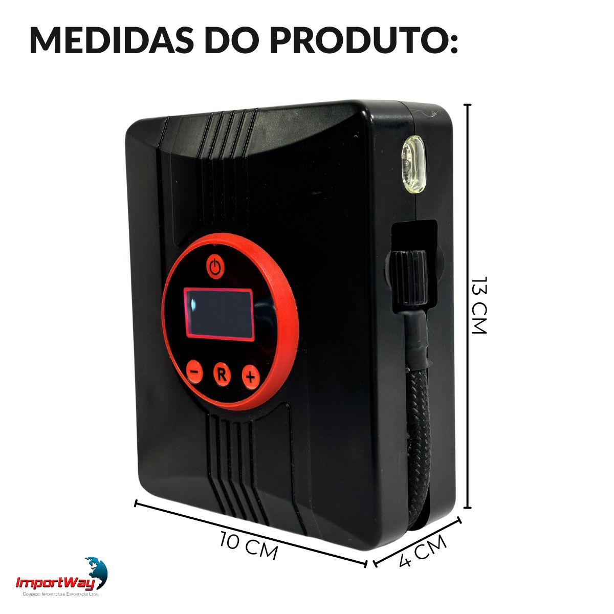 Mini 9v Compressor Mini Compressor de Ar Automotivo 150PSI Sem Fio c/Selante Lanterna LED ...
