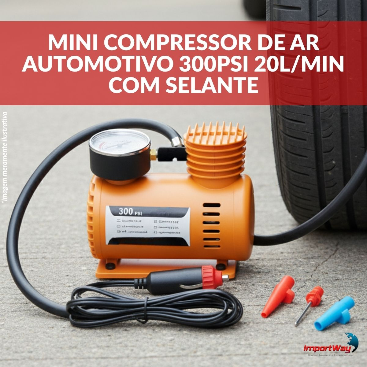 Mini Compressor De Ar Automotivo 300psi 20l/min Com Selante