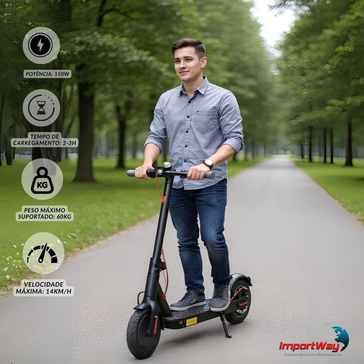 Patinete Elétrico 350w Dobrável Adulto Preto Com Display Lcd, Freio ...