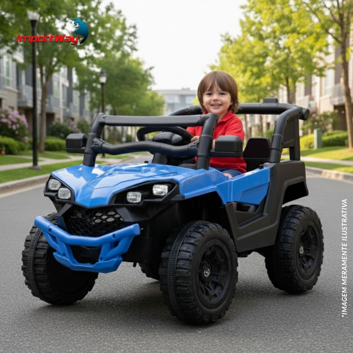 Mini Quadriciclo Elétrico Infantil 6v Azul Com Luz Som Bateria
