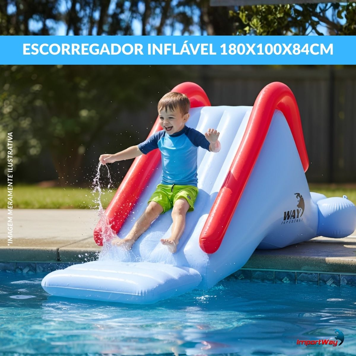 Escorregador Tobogã Inflável Importway Para Piscina Infantil Diversão ...