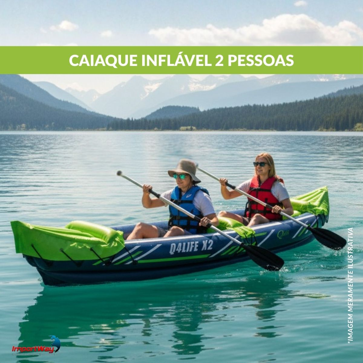 Caiaque Inflável 2 Pessoas Com Kit Acessórios Para Lago Represa Rio ...