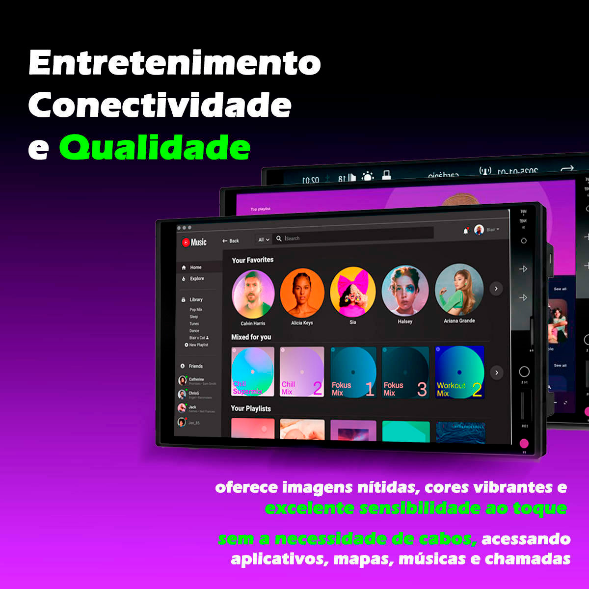 Multimidia MP5 7 Polegadas Roadstar Bluetooth USB Com CarPlay e Android ...