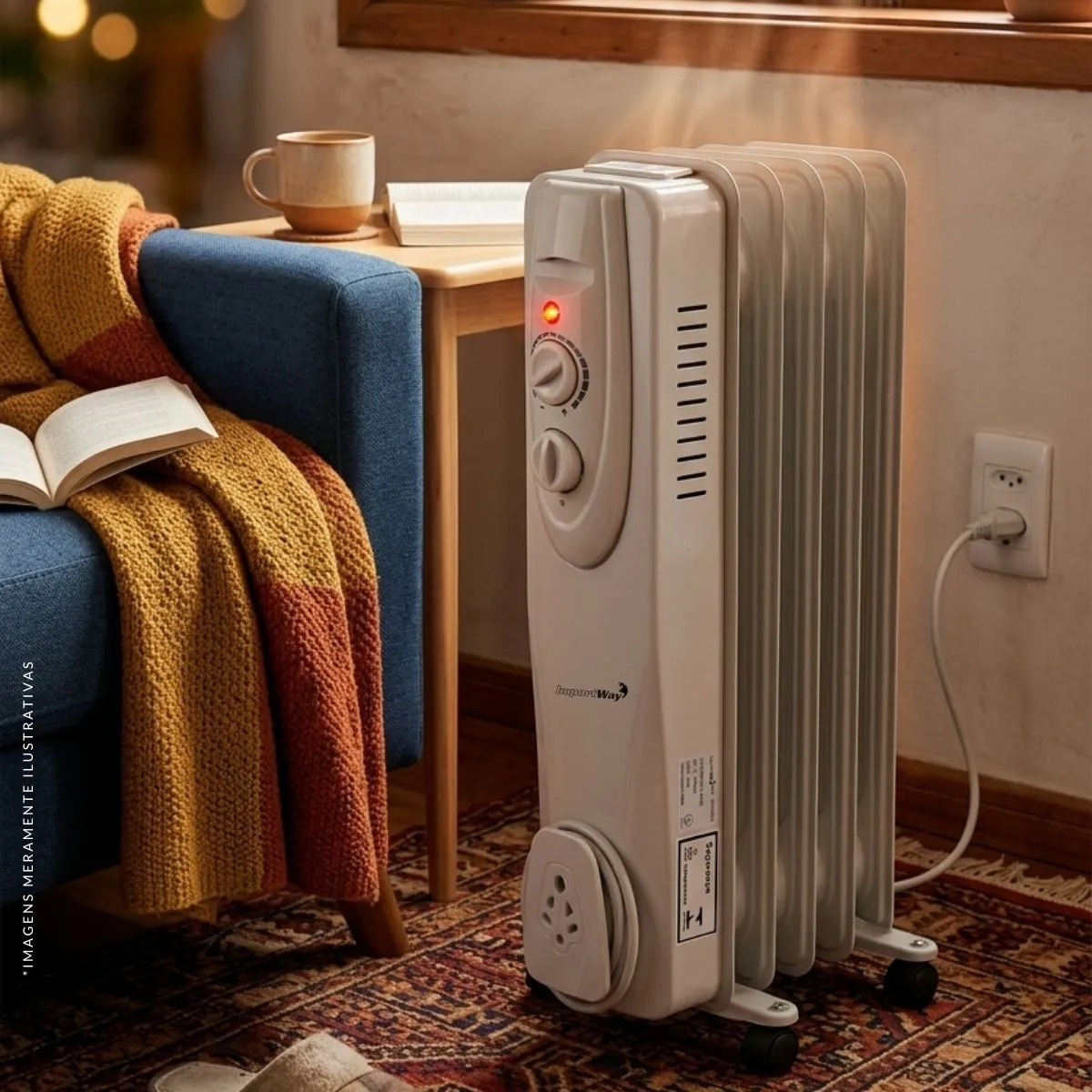 Aquecedor A Óleo 1000w 127v Portátil Com Rodinhas Silencioso Não