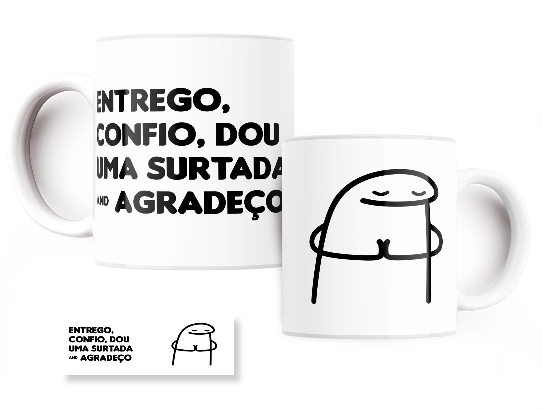 1 Camiseta Bonequinho Flork Meme entrego confio dou uma surtada