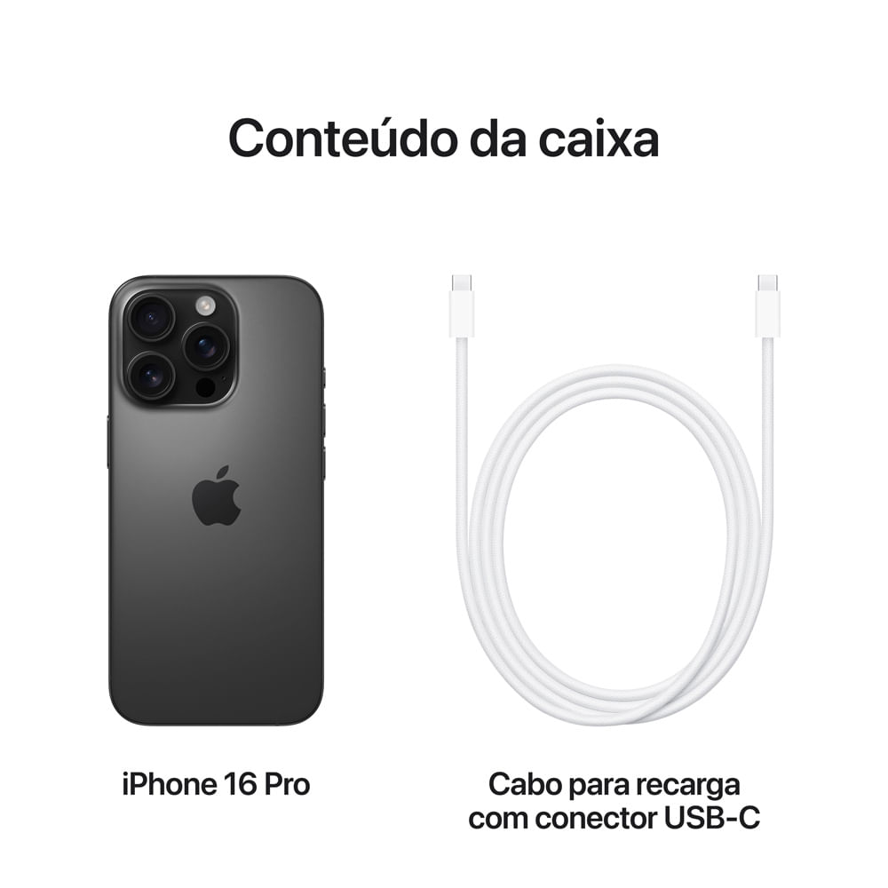 iPhone 16 Pro Titânio Preto 256GB - Original Apple com - Espaço Miami