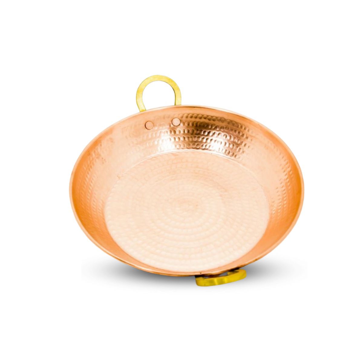 Bandeja De Cobre Puro Martillada Redonda - 10 Pulgadas, Para Servir Comida India, Decoración Hogar