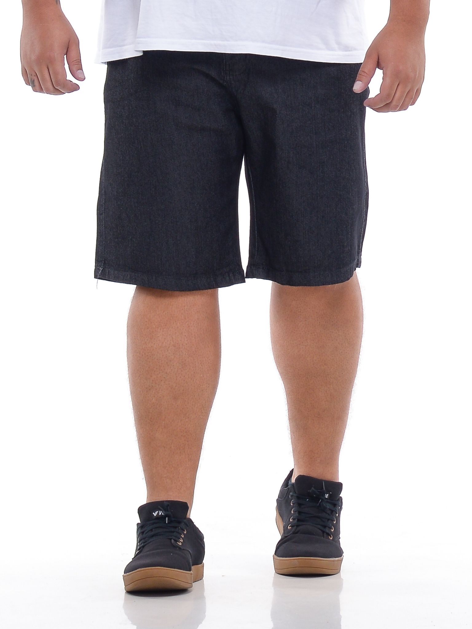 Bermuda Jeans Masculina Plus Size Preta - FLC MODAS