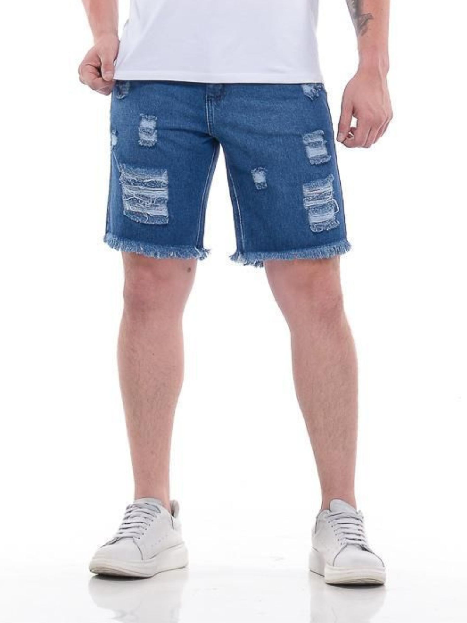 Bermuda Jeans Rasgada Masculina Curta - FLC MODAS