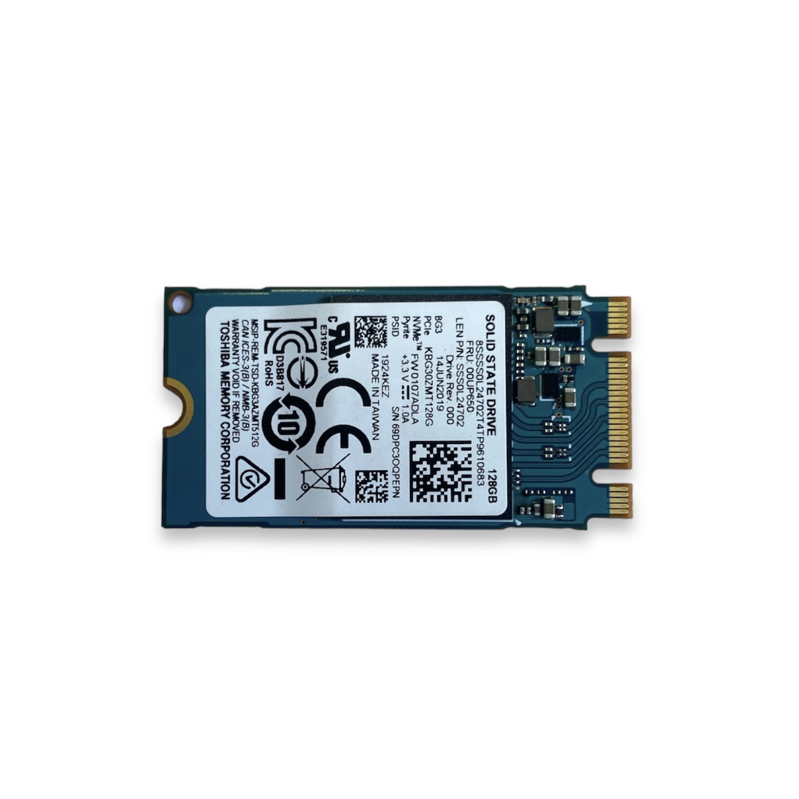 SSD NVME M.2 Toshiba 128Gb KBG30ZMT128G 22x42 - Loja Paulicomp