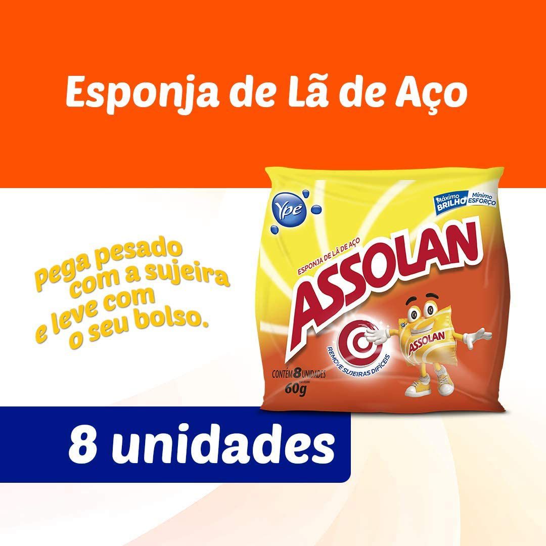 Assolan Esponja de Aço Assolan c/ 8 Unidades | Avanci Brasil - Avanci Brasil