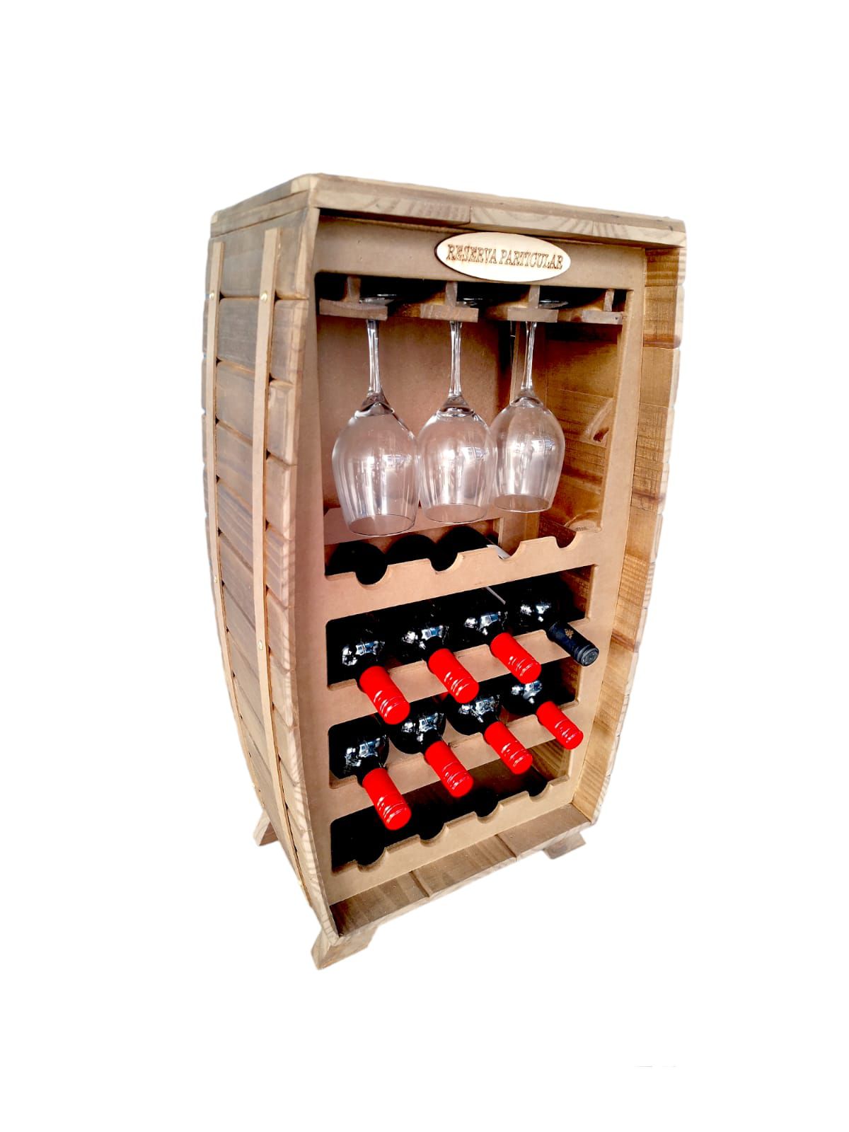 Porta Vinho Adega Madeira P/ 16 Garrafas Com Porta Taça MDF - Avanci Brasil