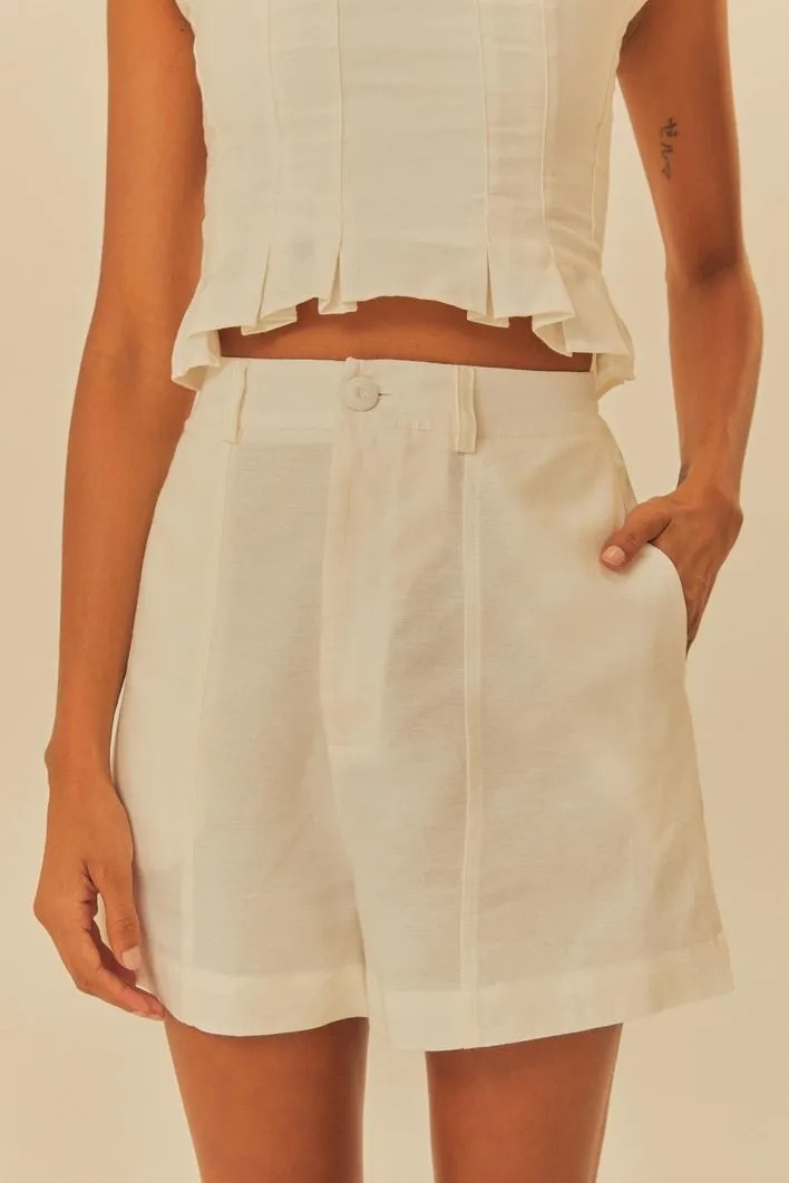 FARM SHORT PREGAS FRENTE OFF WHITE - MELEVALOGO