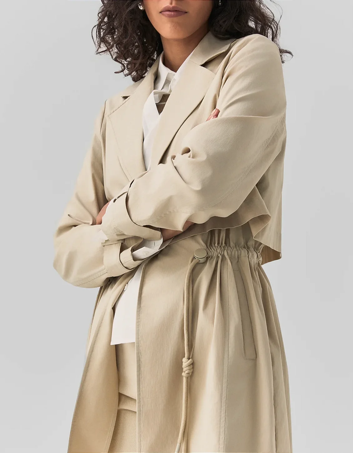 SHOULDER TRENCH COAT 360 NYLON STRETCH - MELEVALOGO