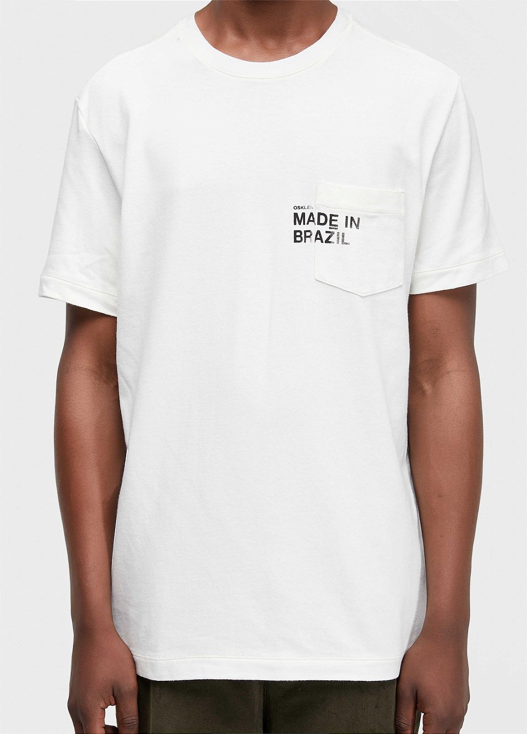 OSKLEN T SHIRT POCKET MADE IN BRAZIL OFF WHITE - MELEVALOGO