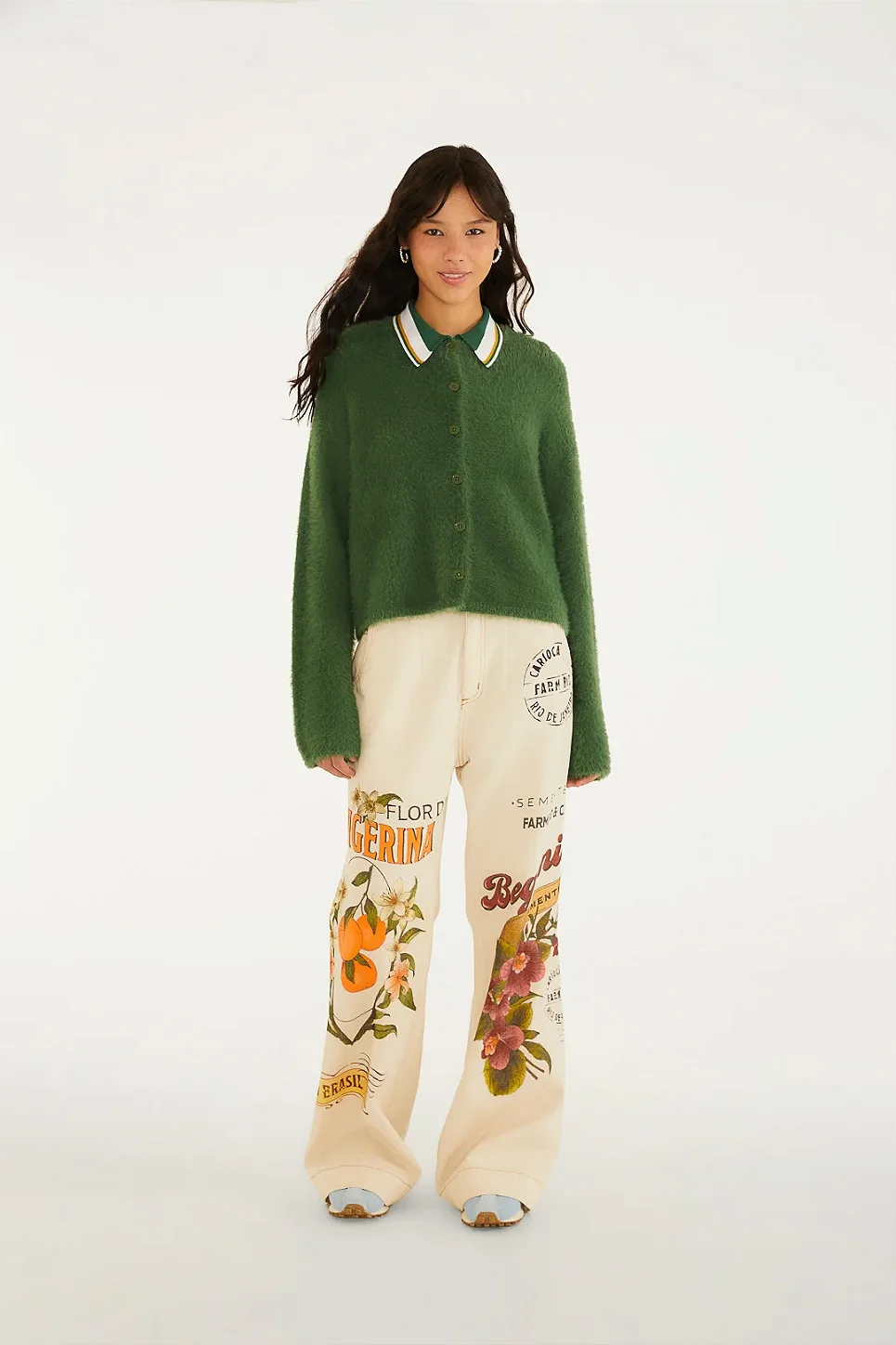 FARM CARDIGAN PELINHO TRICOT BASICO VERDE JACARE - MELEVALOGO