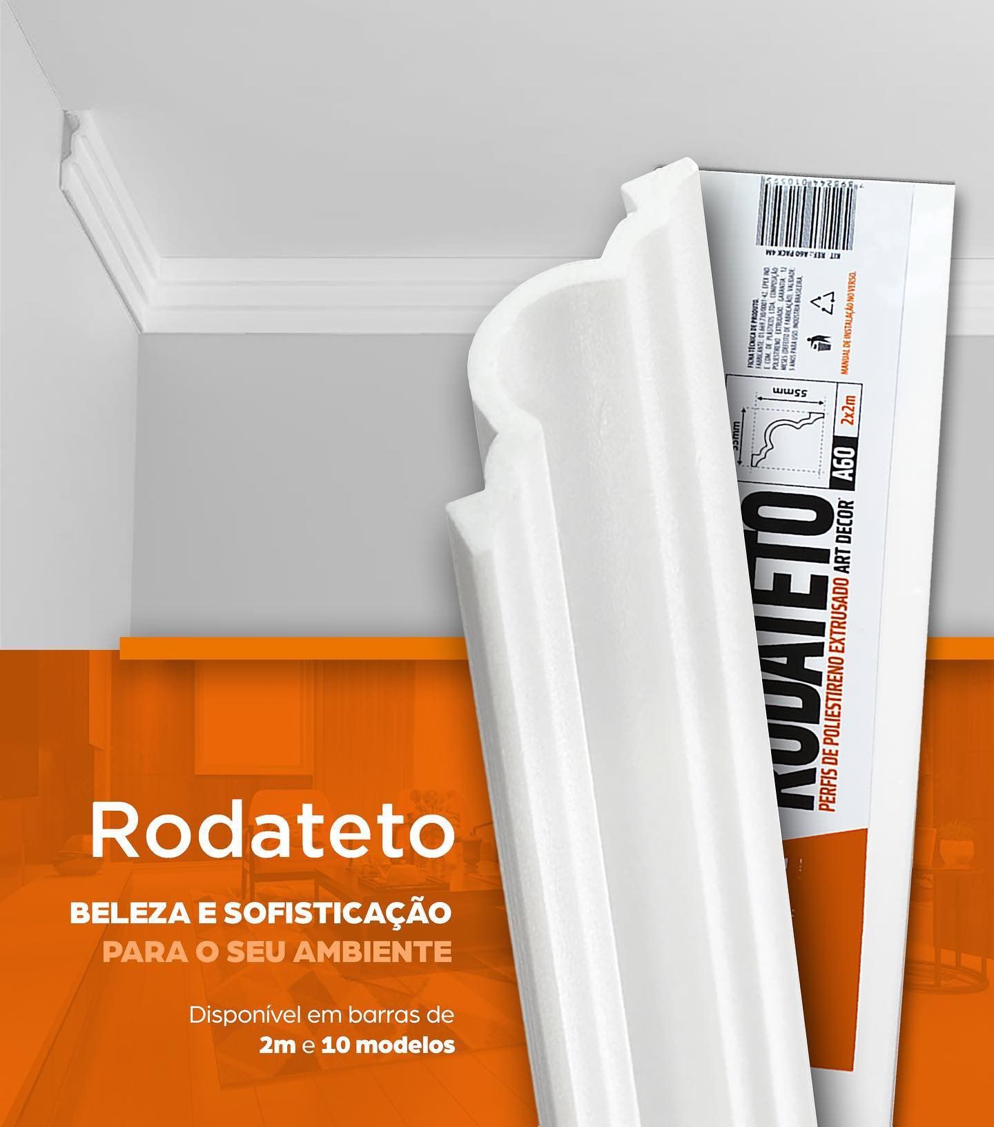 Kit 8 Metros Moldura Acabamento De Isopor Rodateto E35 Epex - BARADEL ...