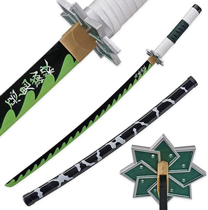 104 Cm Demon Slayer Sword Cosplay Weapon Rengoku Shinazugawa Sanemi Katana Kimetsu No Yaiba Catana Wooden Samurai Sword Toy