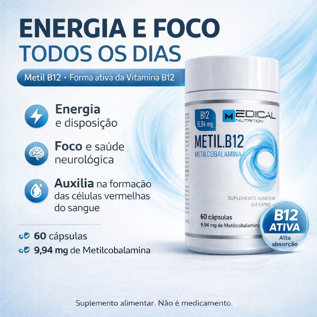 Metil B12 Metilcobalamina 9,94mg - Foco e Energia | Medical Nutrition ...