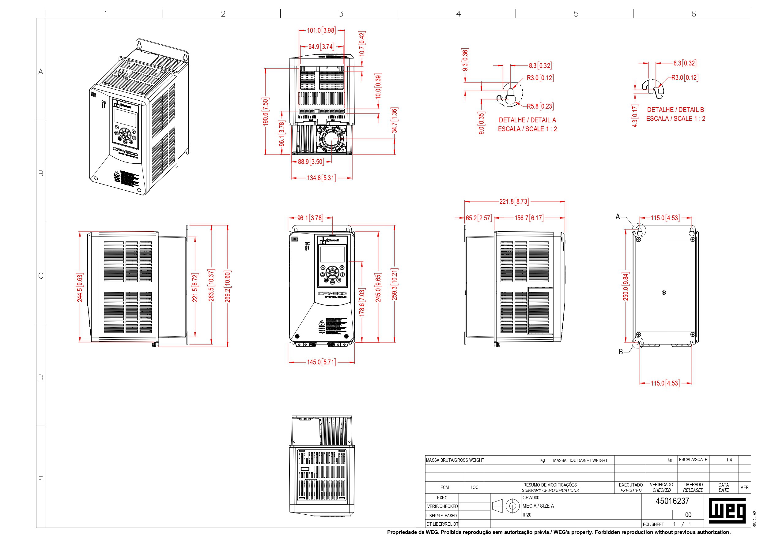 Inversor De Frequência Weg CFW900 Trifásico 3CV 4.8A 380480V Alucel