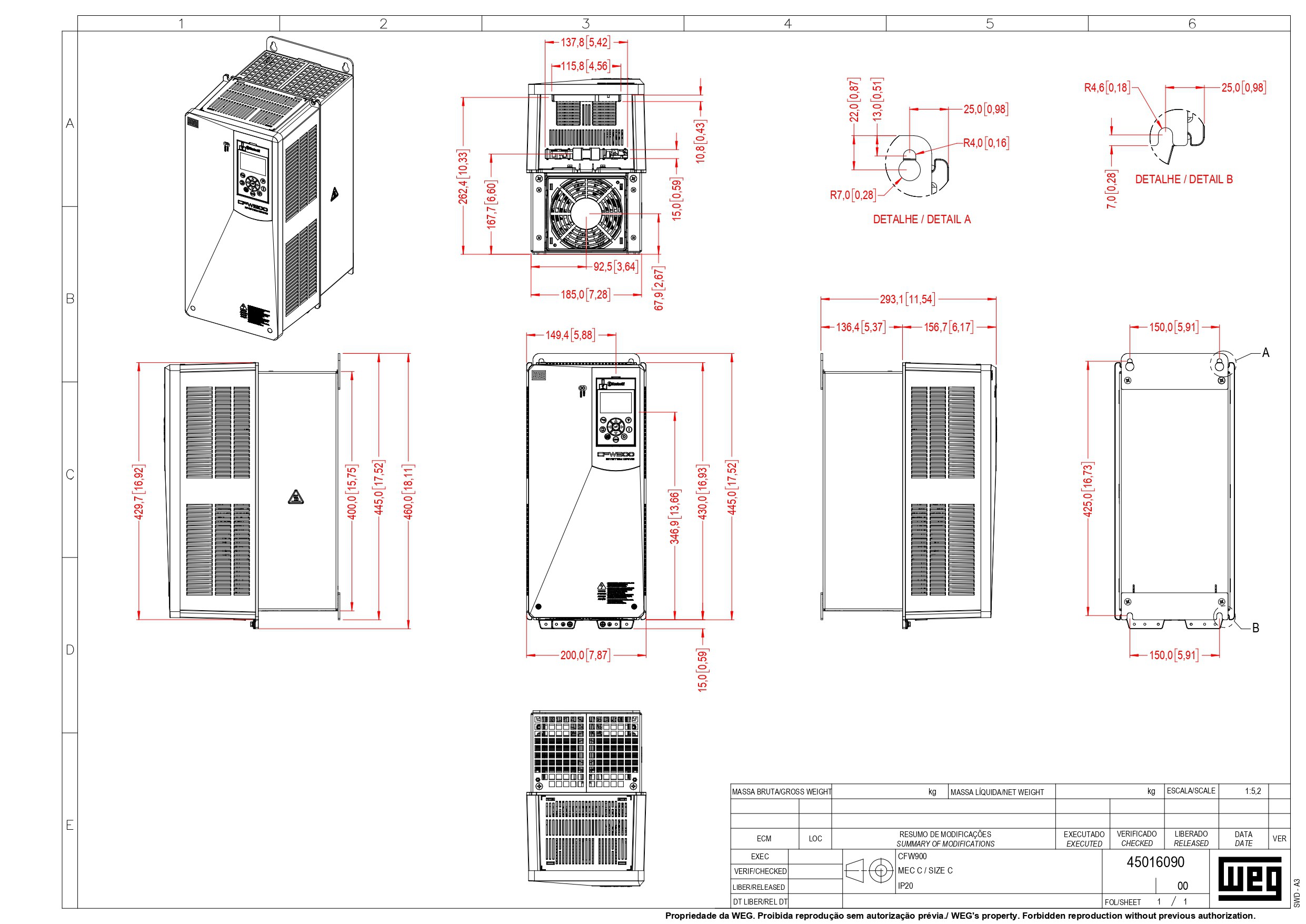 Inversor De Frequência Weg CFW900 Trifásico 30CV 50A 380480V Alucel