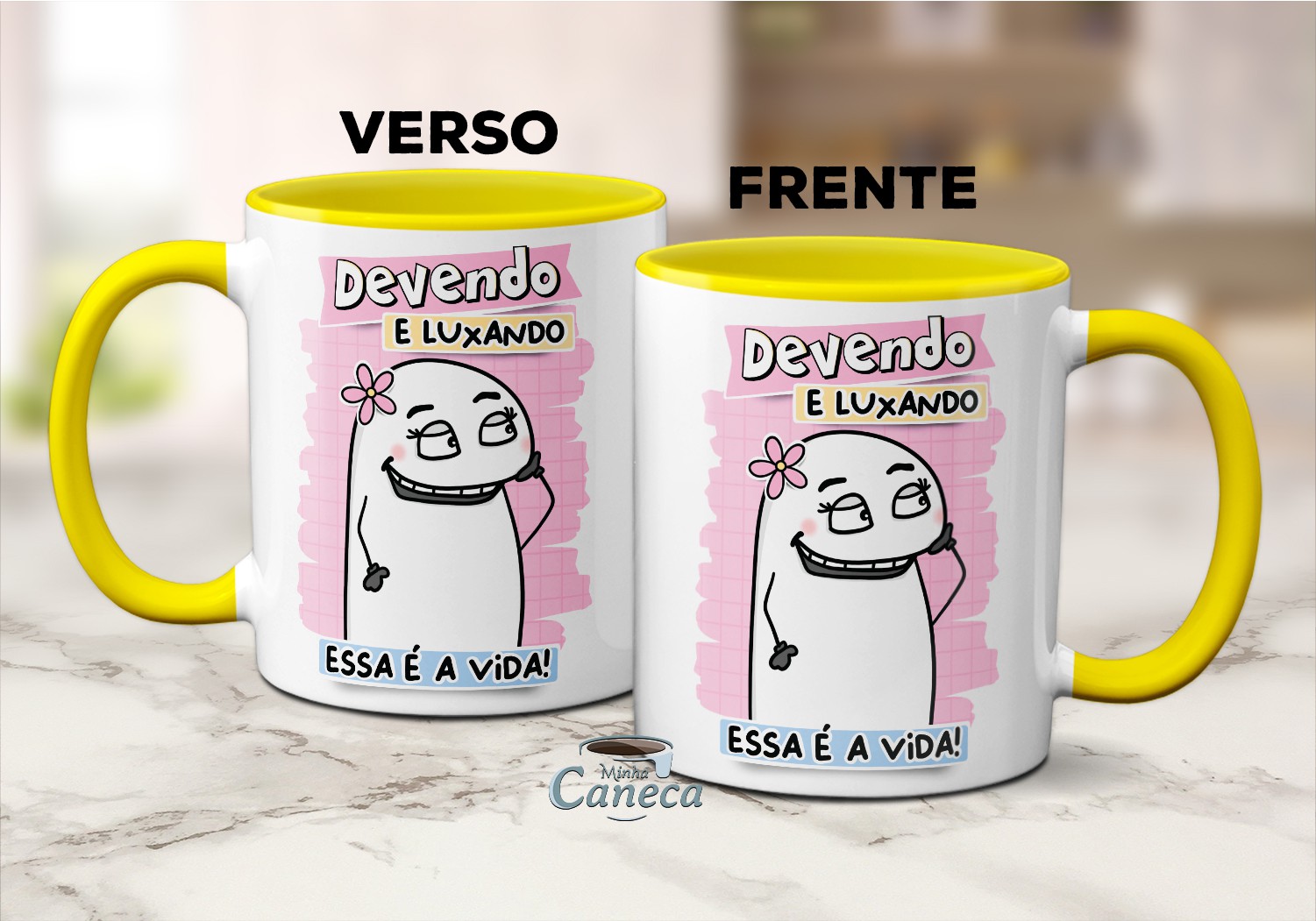 Caneca Flork Devendo E Luxando Essa É A Vida Meme Engraçado - Minha Caneca