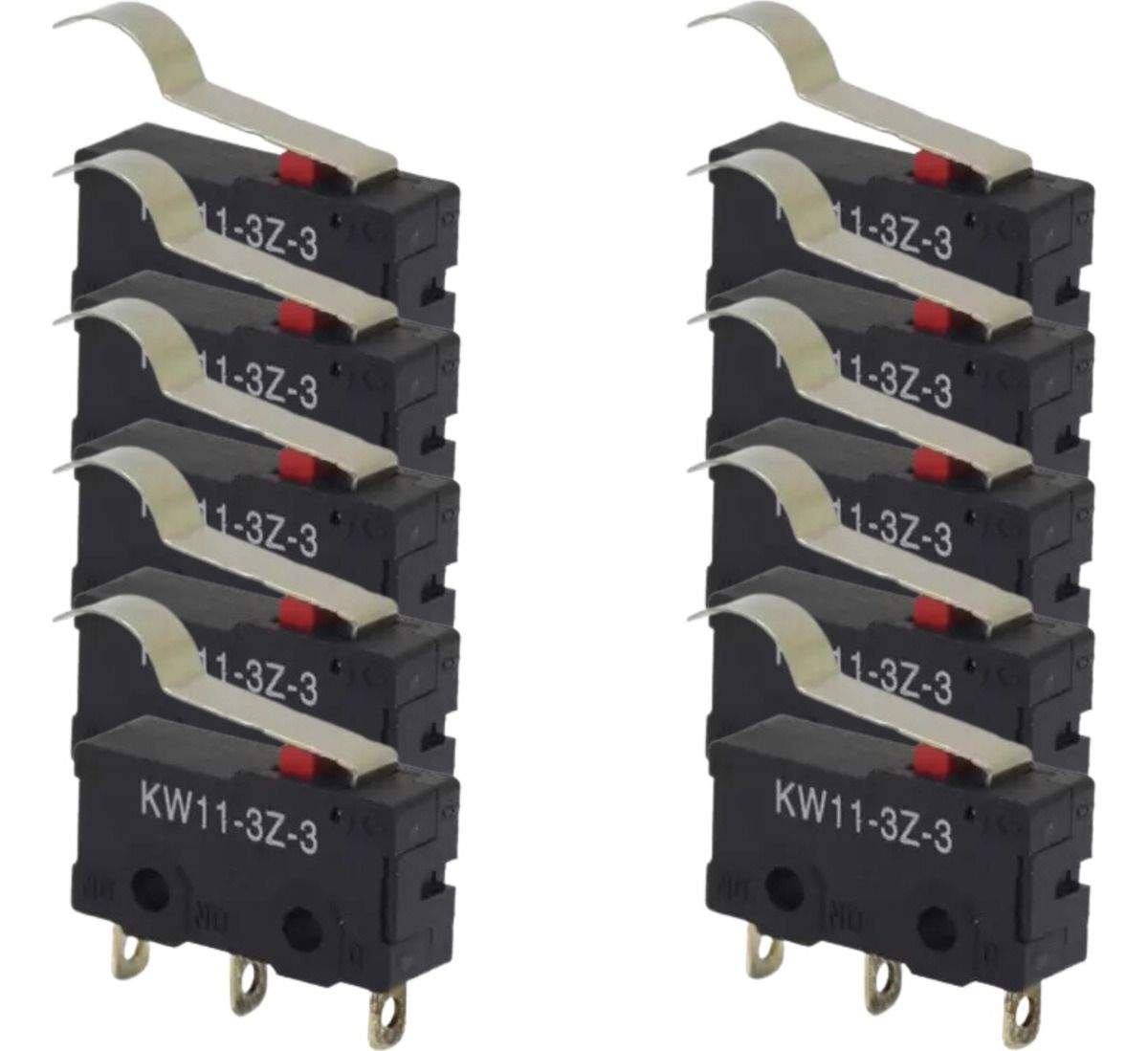 Interrupteur Tactile KW11-3Z 5A 250V - Microrupteur 3PIN à Poignée Droite - Lot De 5 Pièces