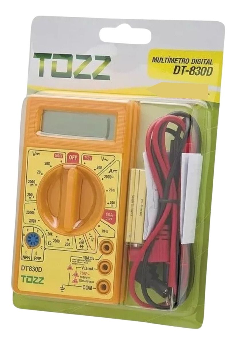 Multímetro Digital Dt-830b Profissional Com Bateria e Cabo Teste ...