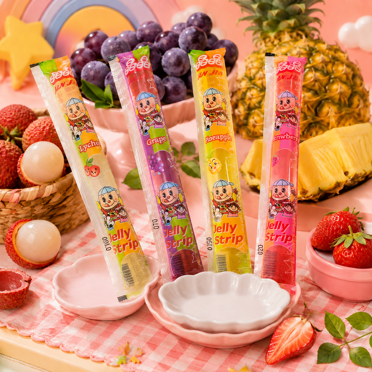 JinJin Jelly Strip Gelatina Frutas Sortidas 22g 1 Unidade Sortida