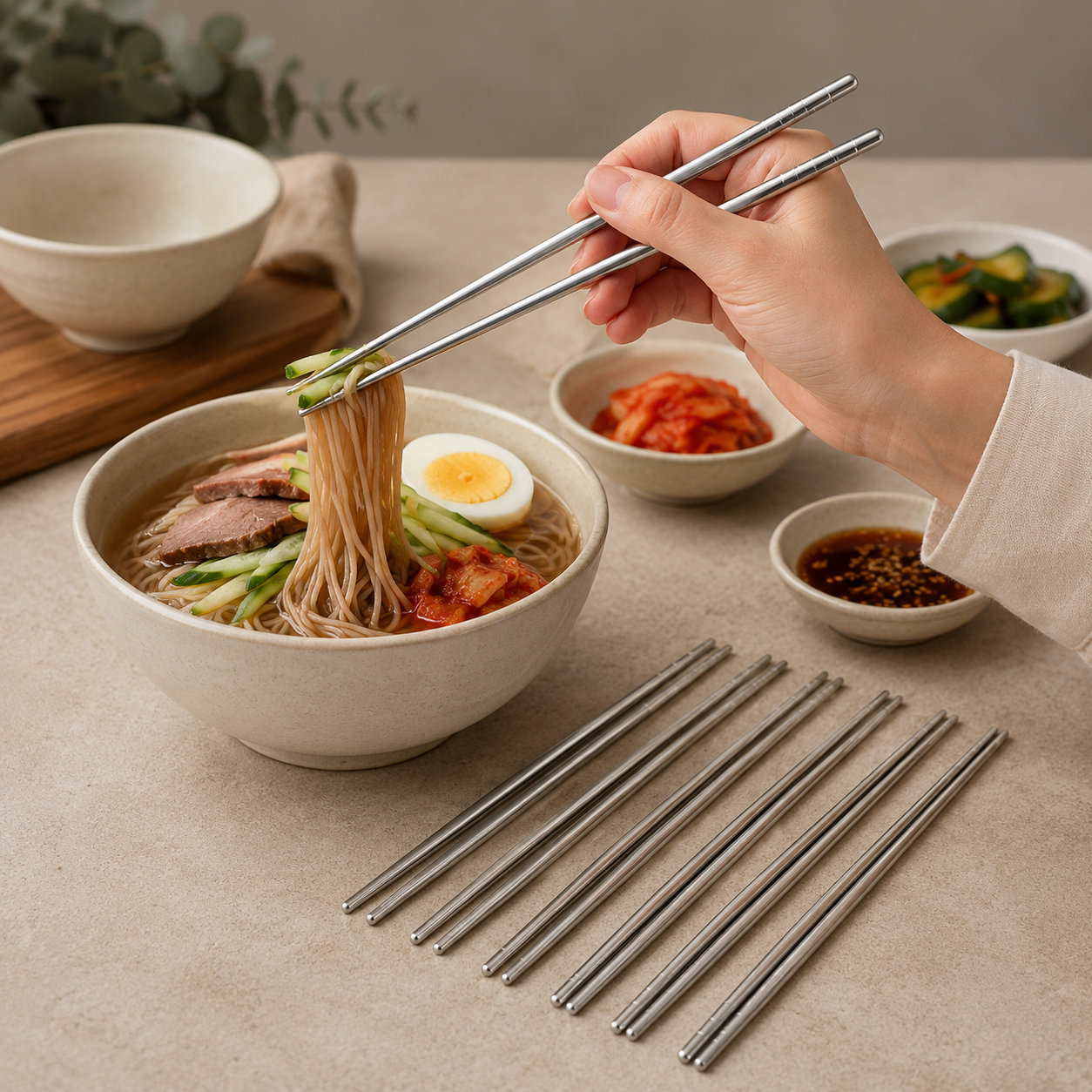 Kit 6 Pares Hashi de Inox Jeotgarak Coreano - Lojas Kaito — O