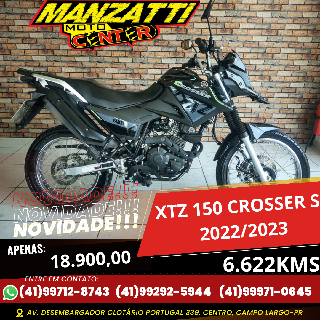 Moto Yamaha XTZ 150 Crosser S Preta 2022/2023 6.622Kms R$ 18.900,00 Pr -  Manzatti Moto Center