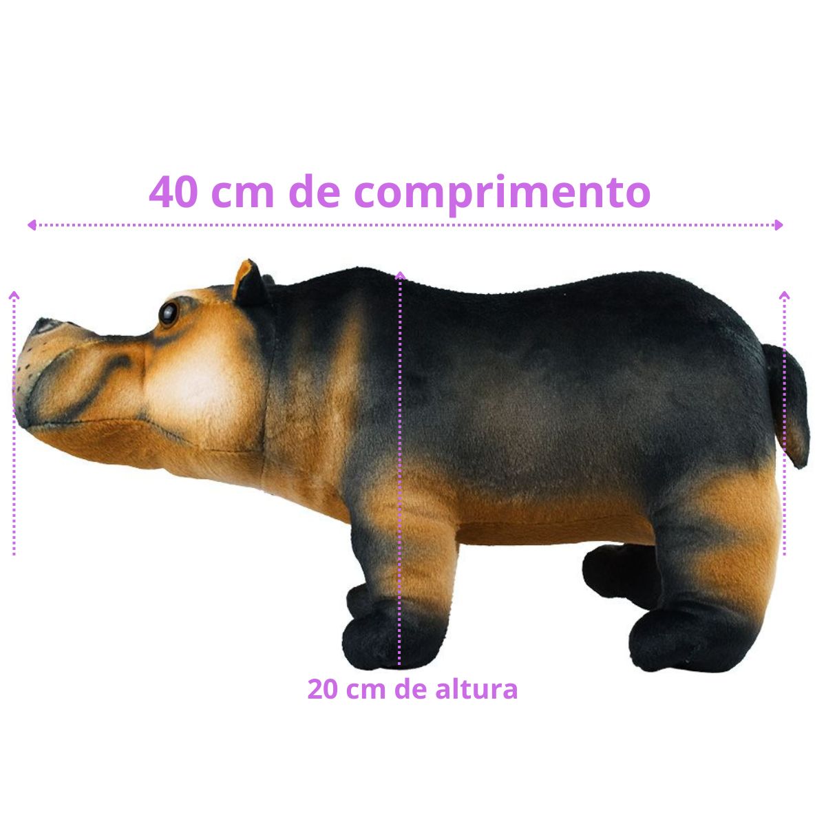 Hipopótamo de Pelúcia Realista Safari Macio e Detalhado - Nikity