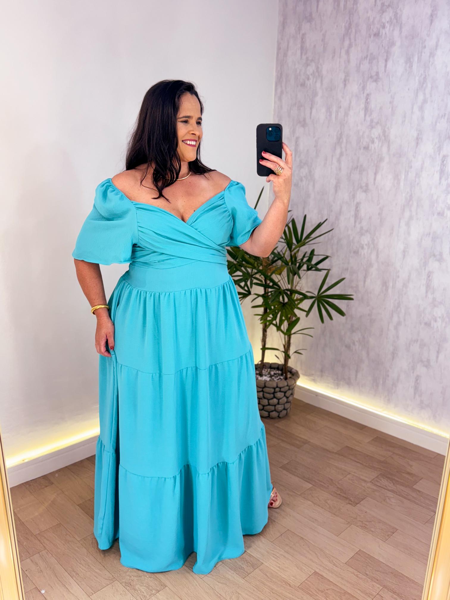 VESTIDO LONGO KATEANE DUNA PLUS SIZE Cassias Modas