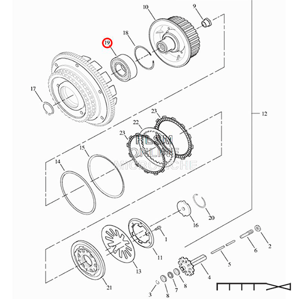 CLUTCH HUB BEARING OEM HD 37906-90 HARLEY DAVIDSON BIG TWIN/TWIN CAM 90-10