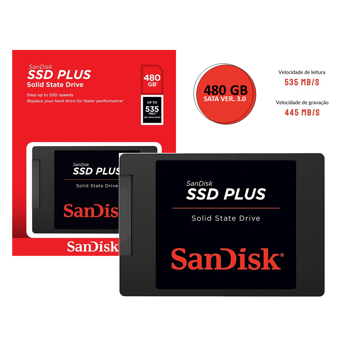 SSD 480GB, SATA 3 2.5 SanDisk SDSSDA-480G em São Luís MA - Mundo Nerd SLZ |  Um arsenal em acessórios!