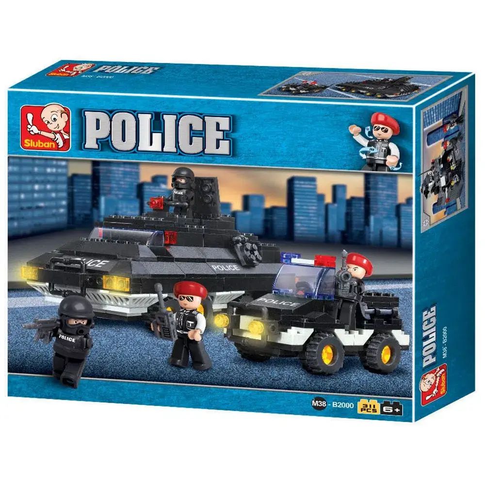 Blocos de montar Cubic lego lancha Polícia 98 peças Multikids - Up  Brinquedos