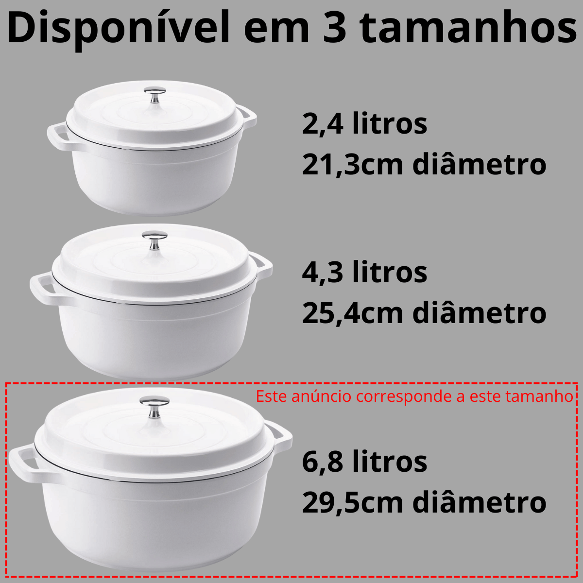 Caçarola Redonda Antiaderente 6,8L Branca Hercules – Grande e