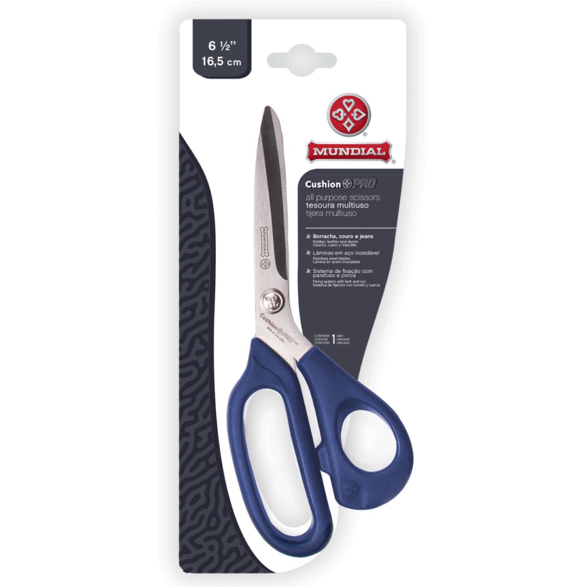 Tesoura Multiuso 16,5cm Fio Liso Azul Mundial – Conforto e