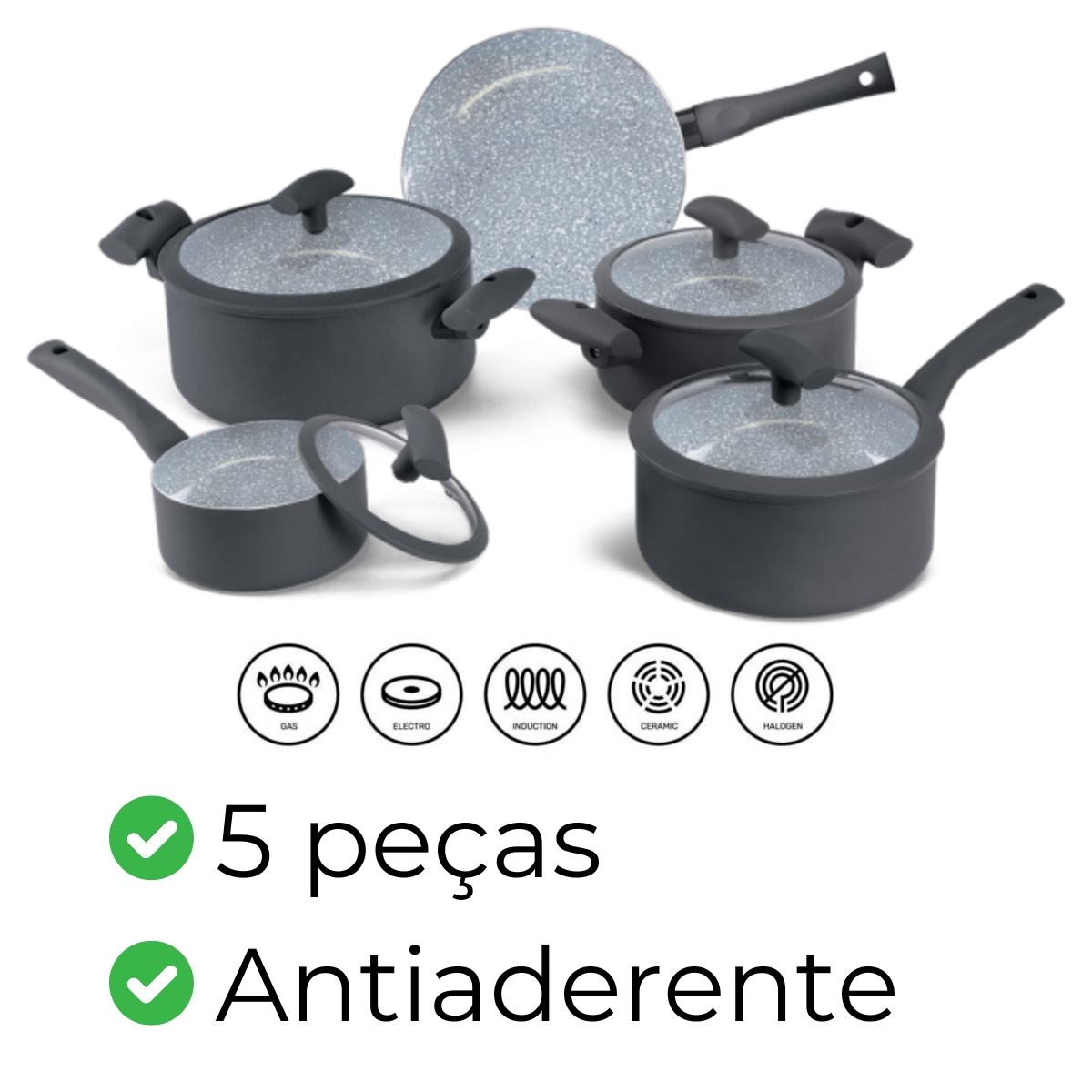 Conjunto de Panelas Hercules Soft Touch – Cozinha Moderna - Super Depo
