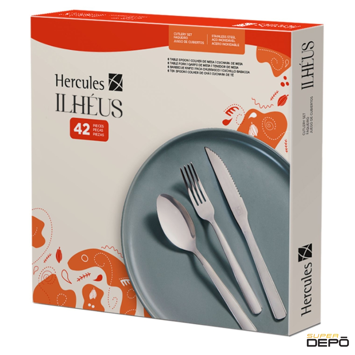 HERCULES 他 Talheres Inox Hercules Ilhéus: Jogo Completo 42 Peças para