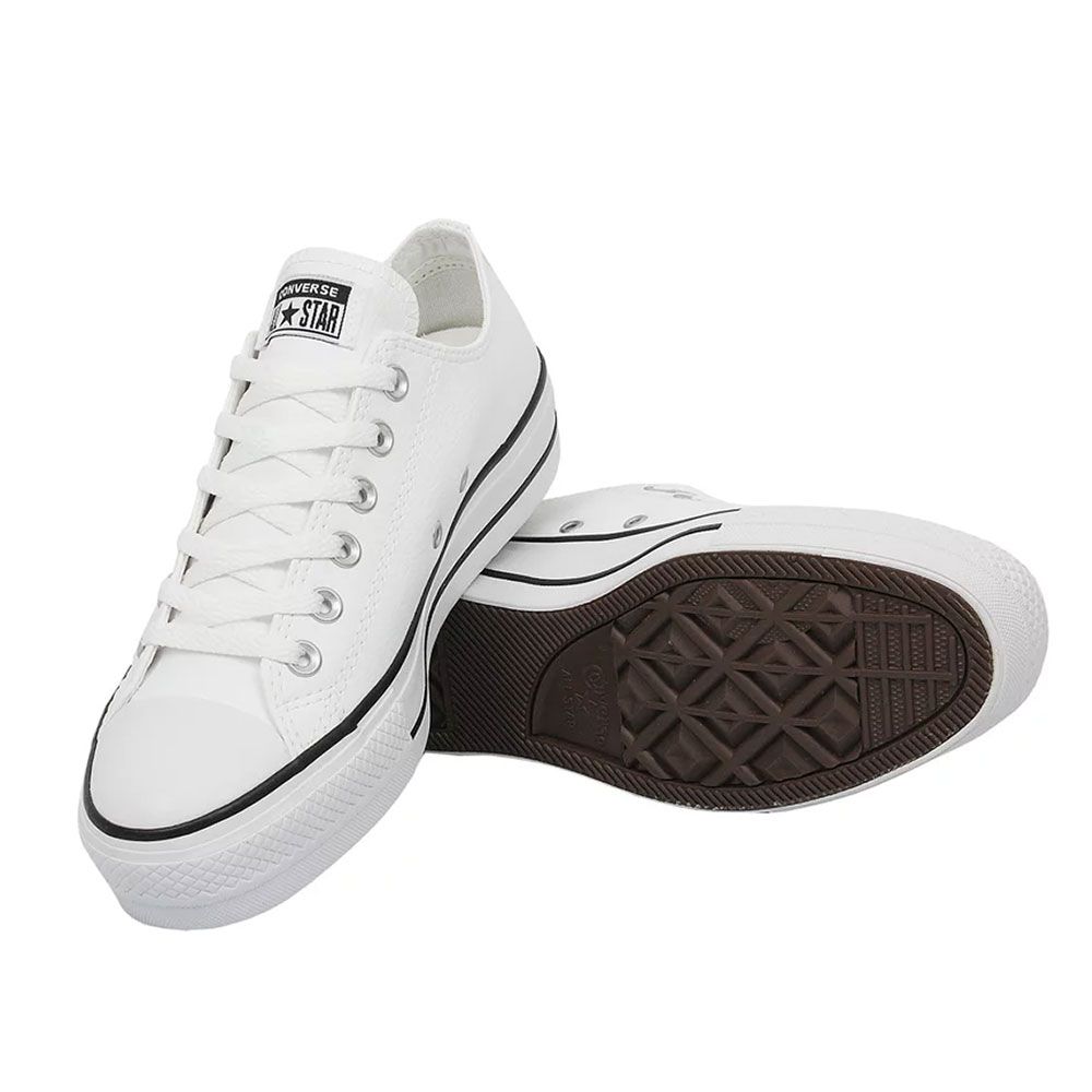 Converse All Star Plataforma Preto Couro